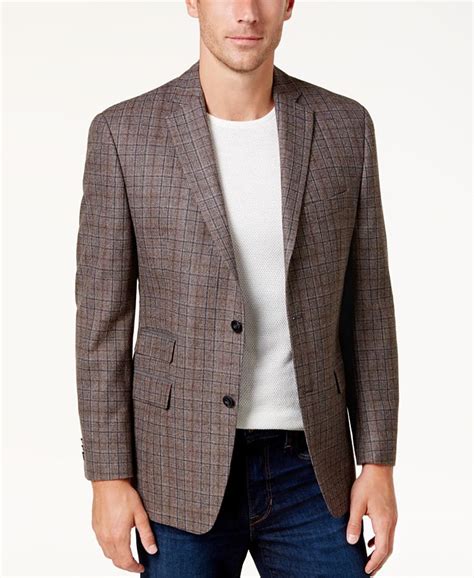 michael kors men's classic fit brown plaid sport coat|Michael Kors men's hipster jacket.